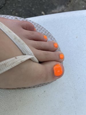 Pedi was good but the paint job is horrible