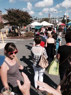 Long line for Vegan Treats bakery