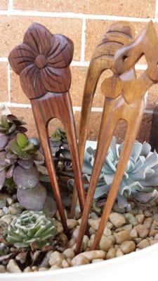 Assorted wood hair picks