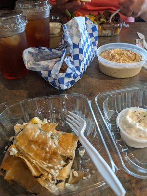 Spanakopita and hummus