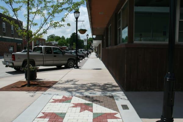 Quilt patterns were a key feature of the Kalona reconstruction and streetscape project.