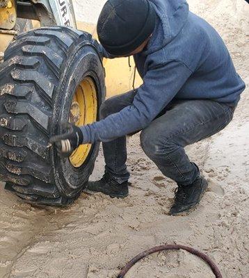 Flat tire? Stuck on the road? Call us! We can handle pretty much any tire on any machine, car, truck, or RV! Dead battery? We can help too!