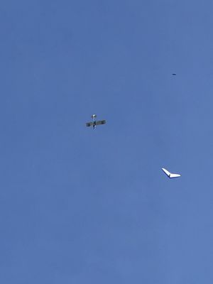 Two planes above with Pilot Thomas and myself.