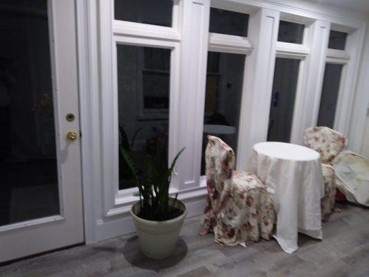 Sunroom with custom window trim