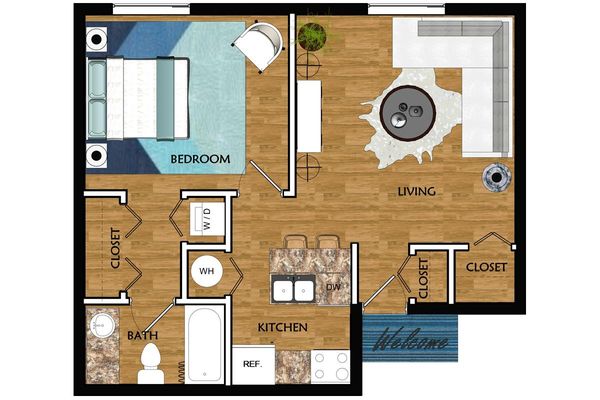 THE ALIBI Starting at $1250 1 BEDROOM | 1 BATH | 565 SQFT