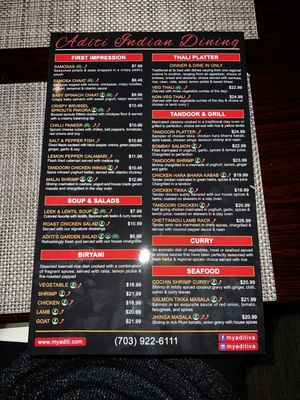 Menu options