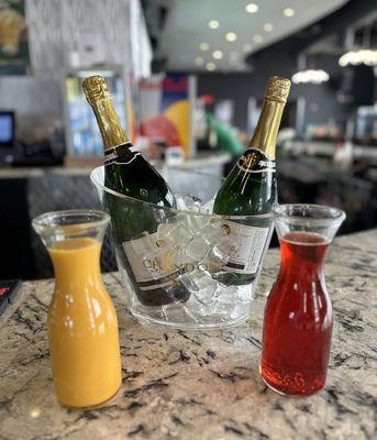 Weekend Brunch 11am-3pm. $20 Bubbly Bottles (1.5 Ltr), your choice of juice!