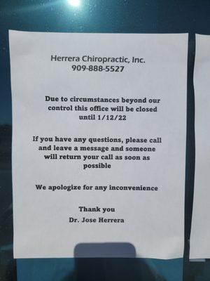 This is the notice they put on their door instead of canceling appointments over the phone.