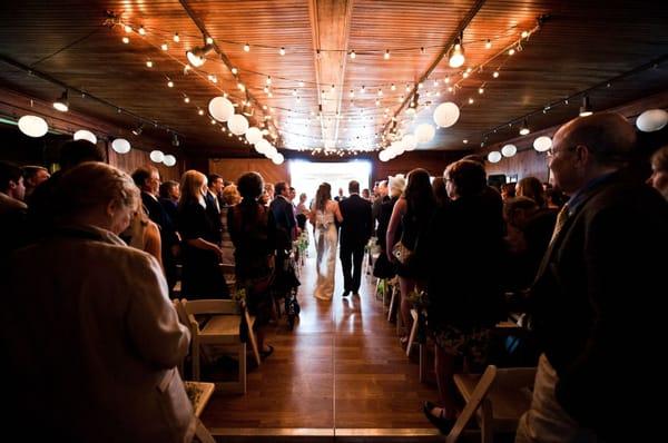 A wedding ceremony in the carriage house