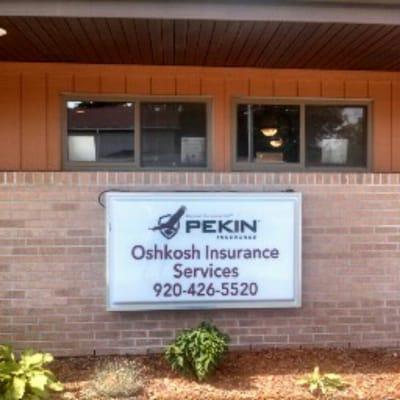 Office Sign Pekin Insurance a company we represent