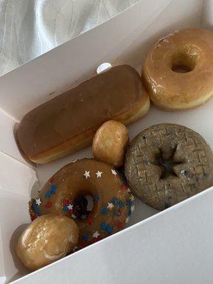 Eclair, Glazed Donut, Blueberry Donut,  Maple Sprinkle, Donuts Hole