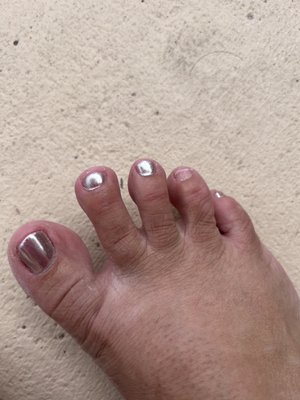 Gel polish fell off within 24 hours. I was only wearing Birkenstocks.