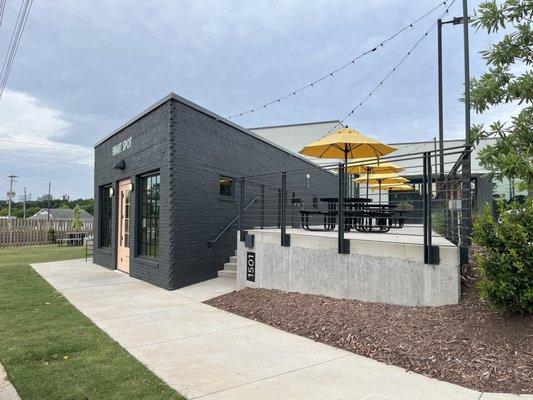 Storefront and patio seating