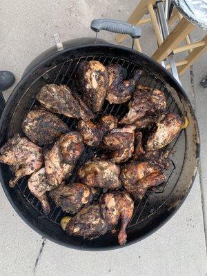 Jerk chicken on the grill