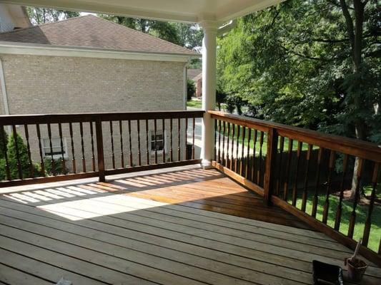 Staining a deck