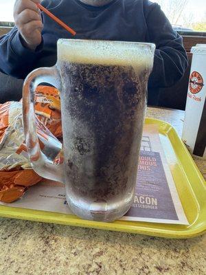 Frosted glass keeping my A&W root beer chilled