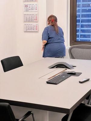 Commercial office cleaner cleaning a local business in Manhattan.