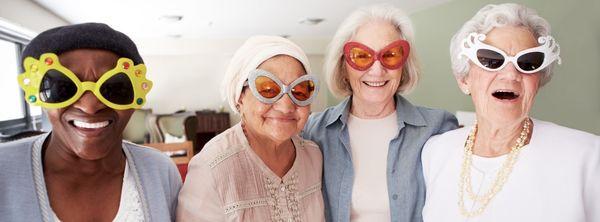 "Sunny vibes all around! These cool ladies with sunglasses are soaking up the fun at Senior Day KC in Lenexa, KS. "