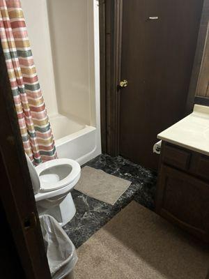 Upstairs bathroom, toilets barely flush