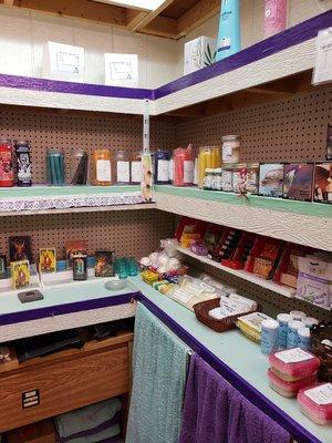 Candles, Tarot, Natural health and beauty items, including henna hair kits