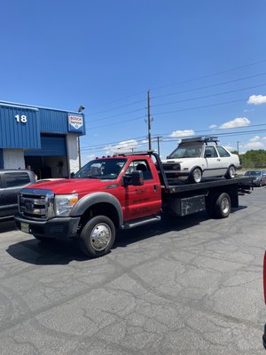 Classic car towing