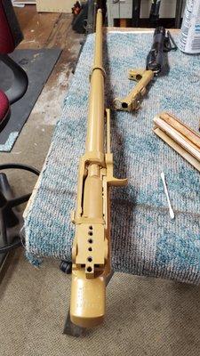 New Krieger match barrel. New wood stock. Remove rear sight & setup for scope