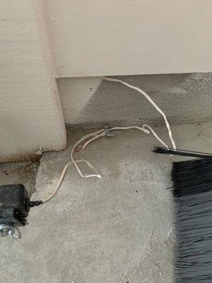 Electrical wires not properly cut down and tucked away