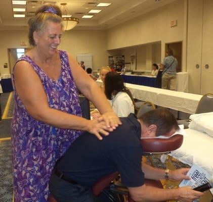 Linda provides therapeutic massage at the annual Health Fair