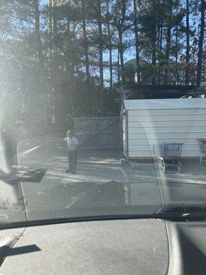 The 1 man who washes a long line of cars by himself. He used a brush on my paint