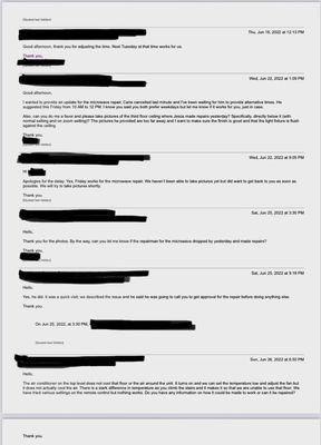 Conversation with my tenants, 1/2. Names are redacted to protect my and my tenants' privacy.