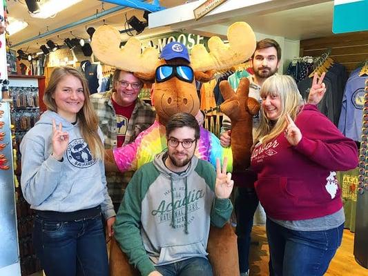 Stuffed Hermie with the core Bar Harbor Store crew!