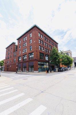 Lincoln Building in Downtown Champaign. CU Massage is located on the 4th floor, in suite 417-A.