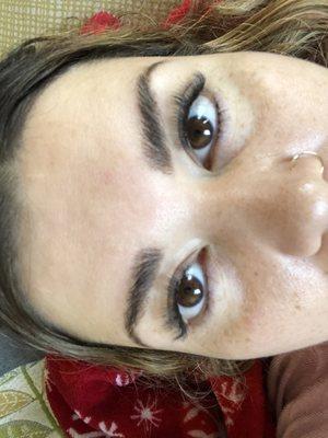 Brow tint laminate and lash extensions