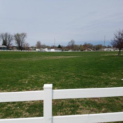 football field and a baseball field beyond that