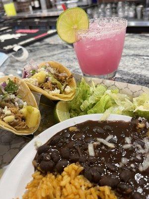 Street Tacos : Carne Asada  Prickly Pear Margarita