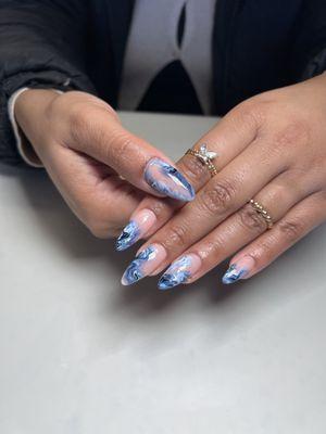 Water color designs on acrylic nails