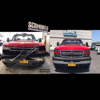 Beautiful before and after picture. The quality here is pretty obvious. Your car, your choice. Bring it to Schmidt's Collision In Depew!