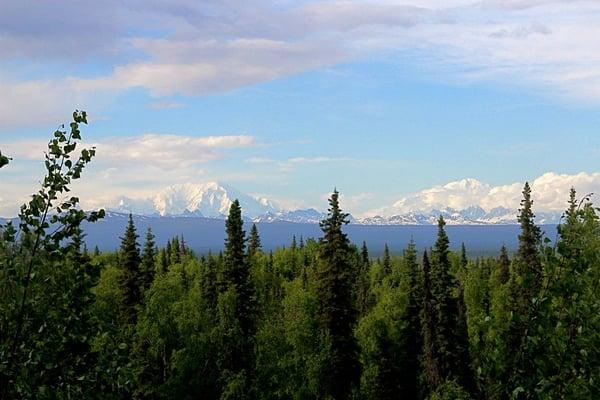 View from the lodge.  Denali and Mt. Foraker