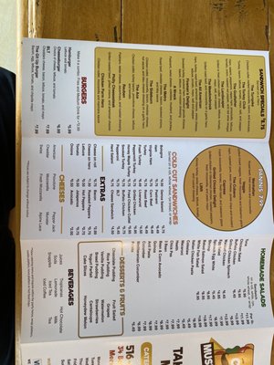 Back of menu