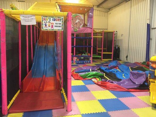 Toddler Slide and foam pit to the right