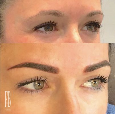 Immediately after 1st session of Powder Brow - check out her final results after her touch up session ( full face pic in this gallery )