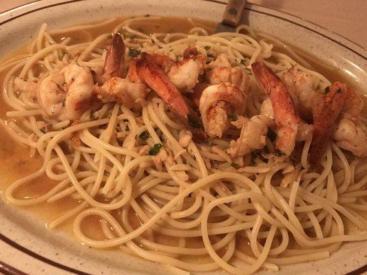 Shrimp Scampi over Spaghetti