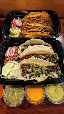 Back - Birria Tacos; Front - Asada Tacos