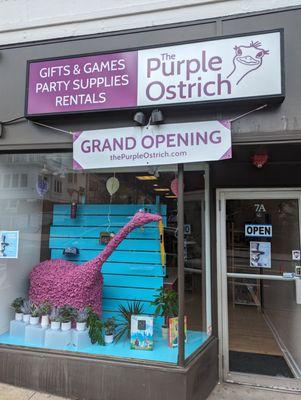 Just look for the Giant Purple Ostrich in the window