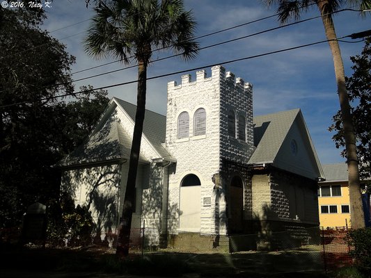 The church is undergoing major repairs due to sinkholes, but normally, they have beautiful George Inness Jr. paintings inside for viewing.