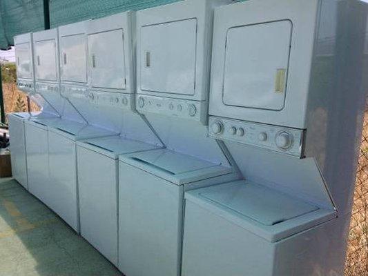 We provide stacked washer dryer pickup and haul away for free if on the ground level.