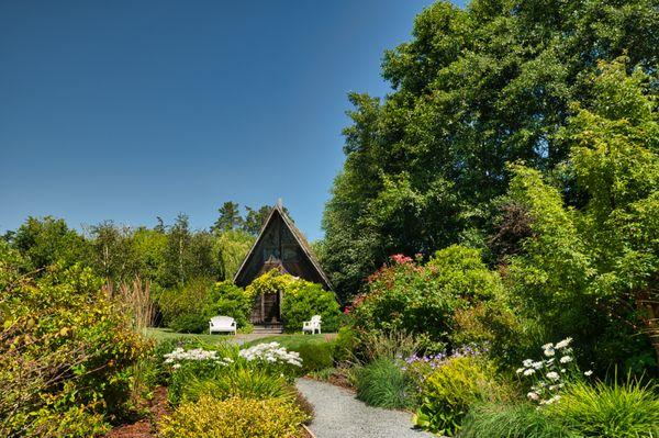 Sara's Garden behind Outlook Inn on Orcas Island. Used for weddings or strolling