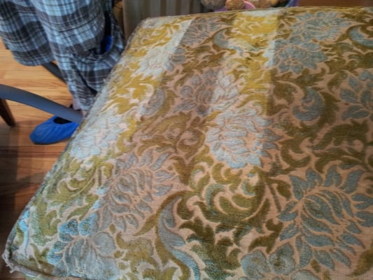 blue gold cushion 40 years old durning cleaning