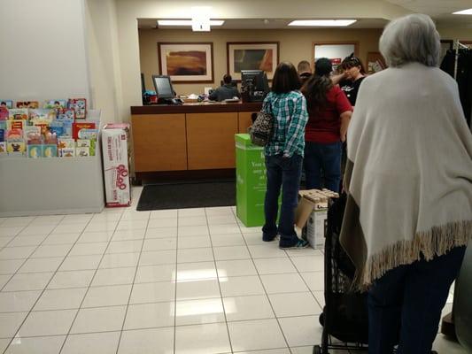 A lot of people + One Clerk = Long lines, unhappy customers, and customers walking out. #kohlsfail