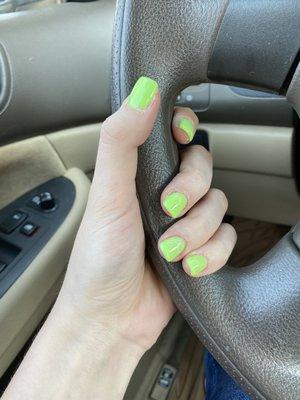 Instead of white and glitter I got gel lime